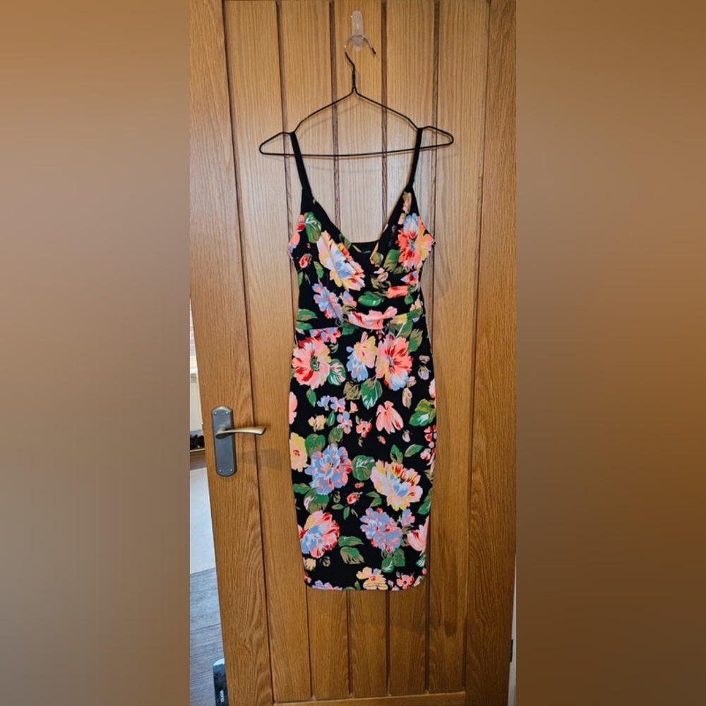 neon floral bodycon dress
